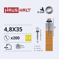 Savisriegis Haushalt DIN 7504K, 4.8 mm x 35 mm, 200 vnt.