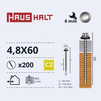 Savisriegis Haushalt DIN 7504K, 4.8 mm x 60 mm, 200 vnt.