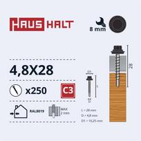 Savisriegis Haushalt DIN 7504K, 4.8 mm x 28 mm, 250 vnt.