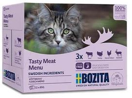 Šlapias kačių maistas Bozita Meat Menu Chanks In Sauce, jautiena/vištiena/kalakutiena, 0.085 kg, 12 vnt.