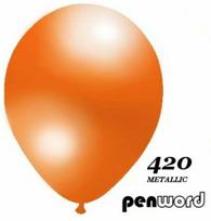 Balionų rinkinys ovalūs Penword Metalic, oranžinė sp., 100 vnt.