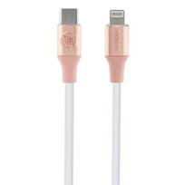 Laidas Guess Ebossed Logo USB Type-C Male (vyriška), Lightning Male (vyriška), 1.5 m, rožinė sp.