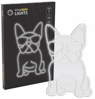 Dekoracija "Šuo" Manta Style Neon Lights French Bulldog su LED apšvietimu, 40 cm, balta sp.