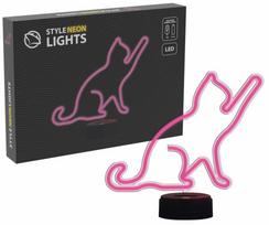 Dekoracija "Katė" Manta Style Neon Lights su LED apšvietimu, 26.8 cm, 24.4 cm, rožinė sp.