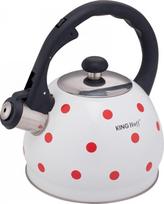 Arbatinukas su švilpuku King Hoff KH-1736, 2 l, balta sp./juoda sp./raudona sp.