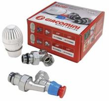 Vožtuvų rinkinys Giacomini R470FX023, kampinis/termostatinis, radiatoriams, 1/2 colio - išorinis sriegis