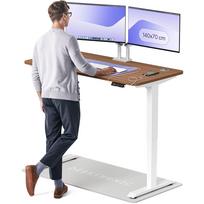 Rašomasis stalas reguliuojamo aukščio Desktronic HomePro, 140 cm x 70 cm, 61 - 125.5 cm, balta sp./riešutmedžio sp.