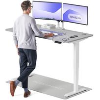 Rašomasis stalas reguliuojamo aukščio Desktronic HomePro, 160 cm x 80 cm, 61 - 125.5 cm, balta sp./pilka sp.