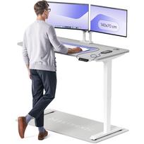 Rašomasis stalas reguliuojamo aukščio Desktronic HomePro, 140 cm x 70 cm, 61 - 125.5 cm, balta sp./pilka sp.