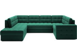 Kampinė sofa - lova Blewett Lukso, žalia sp., kairinė, 299 x 198 cm x 82 cm