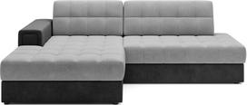 Kampinė sofa - lova Blezalt Monolith, juoda sp./pilka sp., kairinė, 240 x 150 cm x 82 cm
