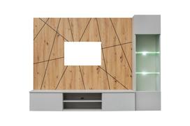 Sekcija ASM Xari G, pilka sp./artisan oak, 200 cm x 35 cm x 148 cm