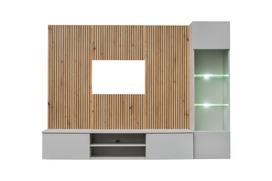 Sekcija ASM Xari L, pilka sp./artisan oak, 200 cm x 35 cm x 148 cm