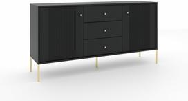 Komoda Iseo IS03, aukso sp./juoda sp., 79 cm x 39 cm x 154.5 cm