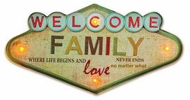 Dekoracija Forever Light Welcome Family su LED apšvietimu, 25.5 cm, įvairių spalvų