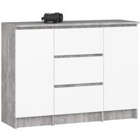 Komoda Akord Furniture Factory K100, balta sp./pilka sp., 76 cm x 35 cm x 101 cm