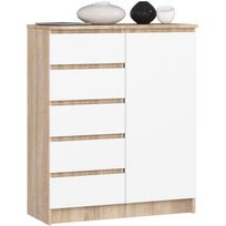 Komoda Akord Furniture Factory K80, balta sp./rusva sp., 97 cm x 80.4 cm x 35 cm