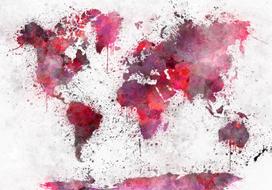 Fototapetas Artgeist World Map: Red Watercolors, 150 cm x 105 cm