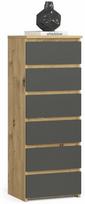 Komoda Akord Furniture Factory CL6, pilka sp./artisan oak, 109 cm x 35 cm x 40 cm