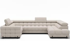 Kampinė sofa - lova Fectory, šviesiai smėlinė, 346 x 205 cm x 93 cm
