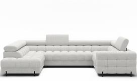Kampinė sofa - lova Fectory, balta sp., 346 x 205 cm x 93 cm