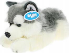 Pliušinis žaislas šuo Husky, balta sp./pilka sp., 42 cm