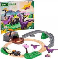 Žaislinis traukinys su bėgiais Brio World Dinosaur Adventure, įvairių spalvų