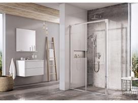 Dušo durys Ravak Blix Slim BLSDP2-110, 110 cm x 195 cm, aliuminio sp./skaidri sp./skaidrus