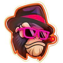 Dekoracija Forever Light Gangsta Monkey FLA03 su LED apšvietimu, 35 cm, ruda sp./oranžinė sp./rožinė sp.