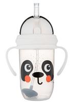 Gertuvė su silikoniniu šiaudeliu Canpol Babies BabiesBoo Panda, 270 ml, 6+ mėn., plastikas, balta sp./juoda sp.