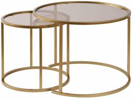 Kavos staliukas Nordure Aurum, skaidri sp./aukso sp./bronzos sp., 42 - 60 cm x 60 cm x 39 - 43 cm, 2 vnt.