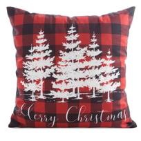 Kalėdinis dekoratyvinės pagalvėlės užvalkalas Merry Christmas, balta sp./juoda sp./raudona sp., 45 cm x 45 cm