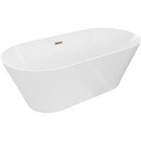 Vonia su sienele, laisvai pastatoma Mexen Luna Slim, 170 cm x 75 cm x 58 cm, ovalas, balta sp./rausvojo aukso sp.