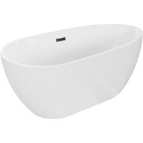 Vonia, laisvai pastatoma Mexen Eos, 170 cm x 75 cm x 58 cm, asimetrinė, balta sp./juoda sp.