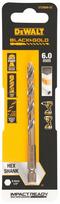 Metalo grąžtas Dewalt, medienai/metalas/plienui, hss, hex 1/4, 6 mm x 10.2 cm