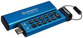 USB atmintinė Kingston IronKey Keypad 200, mėlyna sp., 128GB