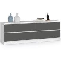 Komoda Akord K160, balta sp./pilka sp., 55 cm x 160 cm x 40 cm