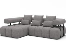 Kampinė sofa Levvi, pilka sp., 184 x 260 cm x 102 cm