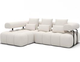 Kampinė sofa Levvi, balta sp., 184 x 260 cm x 102 cm