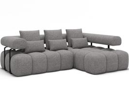 Kampinė sofa Levvi, pilka sp., 184 x 260 cm x 102 cm