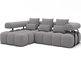 Kampinė sofa Levvi, pilka sp., 184 x 260 cm x 102 cm