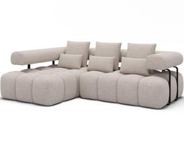Kampinė sofa Levvi, smėlio sp., 184 x 260 cm x 102 cm