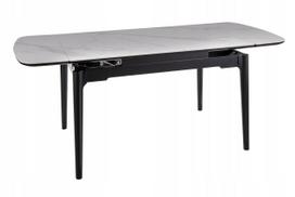 Valgomojo stalas išskleidžiamas Sento, balta sp./juoda sp., 120 - 180 cm x 80 cm x 75 cm