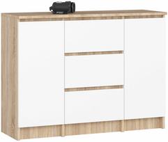 Komoda Akord Furniture Factory K100, balta sp./rusva sp., 76 cm x 101 cm x 35 cm