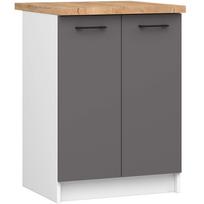 Apatinė virtuvinė spintelė Akord Furniture Factory Oliwia S60, ruda sp./balta sp./pilka sp., 60 cm x 46 cm x 85 cm