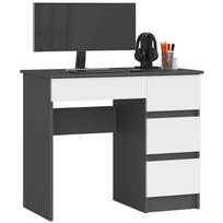 Rašomasis stalas su stalčiais Akord A-7, 90 cm x 50 cm, 77 cm, balta sp./pilka sp.