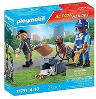 Konstruktorius Playmobil Action Heroes Police Search With Dog 71731, 27 vnt., įvairių spalvų