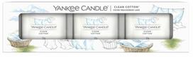 Žvakė, rinkinys, aromatinė Yankee Candle Signature Clean Cotton, 10 h, 37 g, 3 vnt., Balta sp.