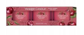 Žvakė, rinkinys, aromatinė Yankee Candle Signature Black Cherry, 10 h, 37 g, 3 vnt., Raudona sp.