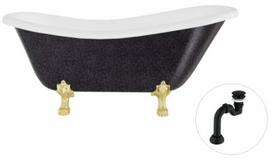 Vonia, laisvai pastatoma Besco Otylia Glam, 170 cm x 77 cm x 69.5 cm, ovalas, aukso sp./juoda sp.